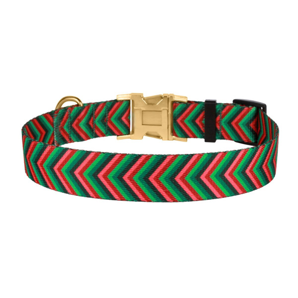 Нашийник для Собак BronzeDog Urban Полоска Нейлоновий з Металевою Пряжкою Червоно-Зелений