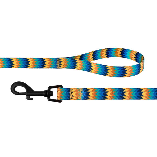 Повідець для Собак Bronzedog Urban Зигзаг Нейлоновий Жовто-Синій