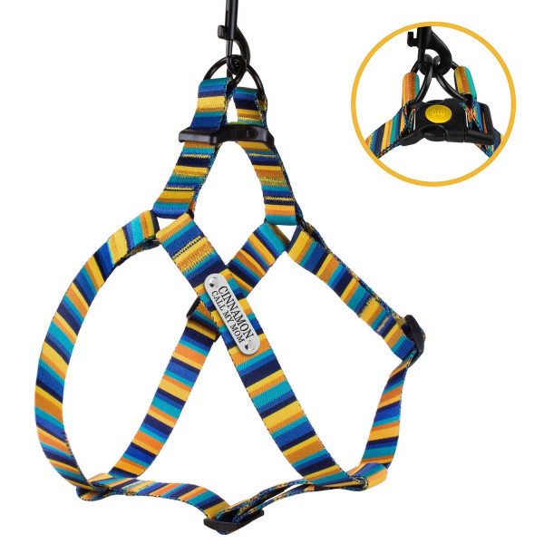 Шлея для Собак BronzeDog Urban Полоска Нейлонова Жовто-Синя
