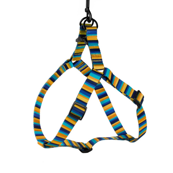 Шлея для Собак BronzeDog Urban Полоска Нейлонова Жовто-Синя