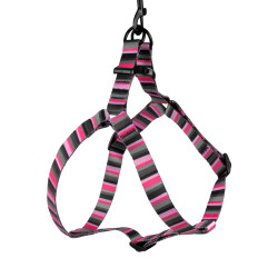 Шлея для Собак BronzeDog Urban Полоска Нейлонова Сіро-Рожева