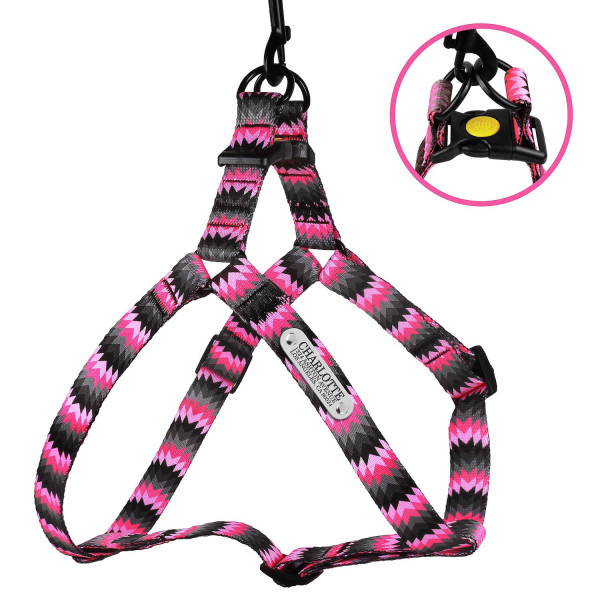 Шлея для Собак BronzeDog Urban Зигзаг Нейлонова Сіро-Рожева