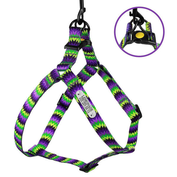 Шлея для Собак BronzeDog Urban Зигзаг Нейлонова Салатово-Фіолетова