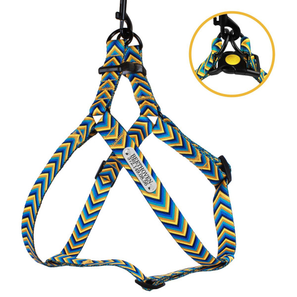 Шлея для Собак BronzeDog Urban Стрілка Нейлонова Жовто-Синя