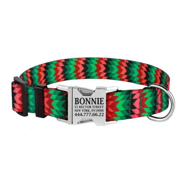 Нашийник для Собак BronzeDog Urban Полоска Нейлоновий з Металевою Пряжкою Червоно-Зелений