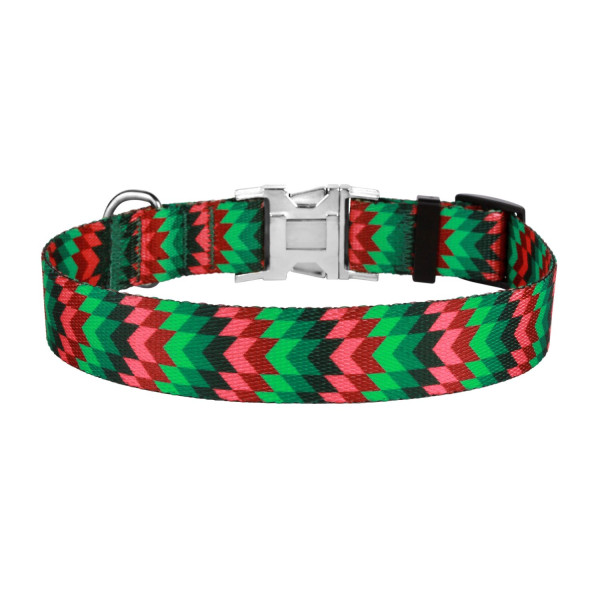 Нашийник для Собак BronzeDog Urban Полоска Нейлоновий з Металевою Пряжкою Червоно-Зелений