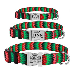 Нашийник для Собак BronzeDog Urban Полоска Нейлоновий з Металевою Пряжкою Червоно-Зелений