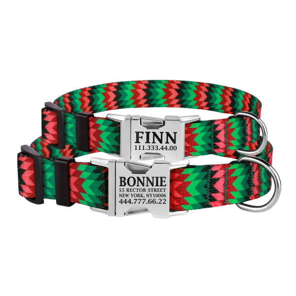 Нашийник для Собак BronzeDog Urban Полоска Нейлоновий з Металевою Пряжкою Червоно-Зелений