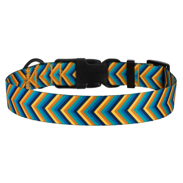 Нашийник для Собак BronzeDog Urban Стрілка Нейлоновий з Пластиковою Пряжкою Жовто-Синій