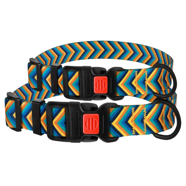 Нашийник для Собак BronzeDog Urban Стрілка Нейлоновий з Пластиковою Пряжкою Жовто-Синій
