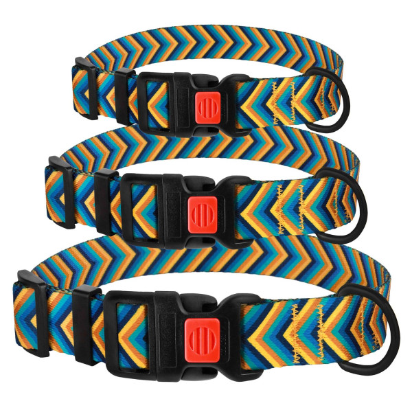 Нашийник для Собак BronzeDog Urban Стрілка Нейлоновий з Пластиковою Пряжкою Жовто-Синій