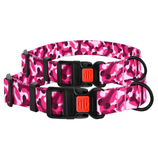 Нашийник для Собак BronzeDog Urban Кісточка Нейлоновий з Пластиковою Пряжкою Рожевий