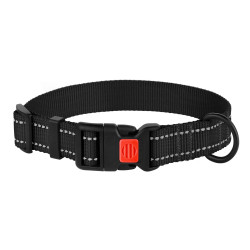 Нашийник для Собак BronzeDog Active Нейлоновий зі Світловідбиттям та Пластиковою Пряжкою Чорний
