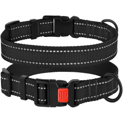 Нашийник для Собак BronzeDog Active Нейлоновий зі Світловідбиттям та Пластиковою Пряжкою Чорний