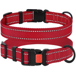 Нашийник для Собак BronzeDog Active Нейлоновий зі Світловідбиттям та Пластиковою Пряжкою Червоний