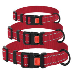 Нашийник для Собак BronzeDog Active Нейлоновий зі Світловідбиттям та Пластиковою Пряжкою Червоний