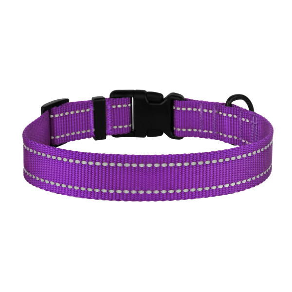 Нашийник для Собак BronzeDog Active Нейлоновий зі Світловідбиттям та Пластиковою Пряжкою Фіолетовий