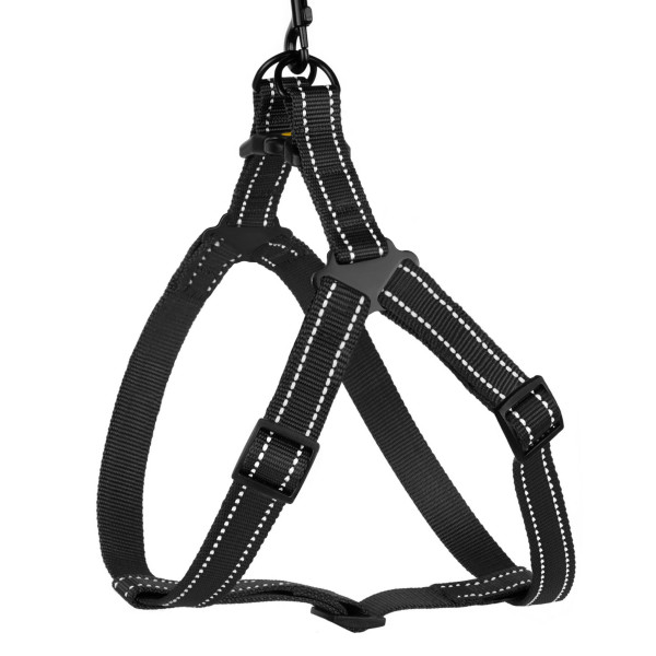 Шлея для Собак BronzeDog Active Нейлонова зі Світловідбиттям Чорна