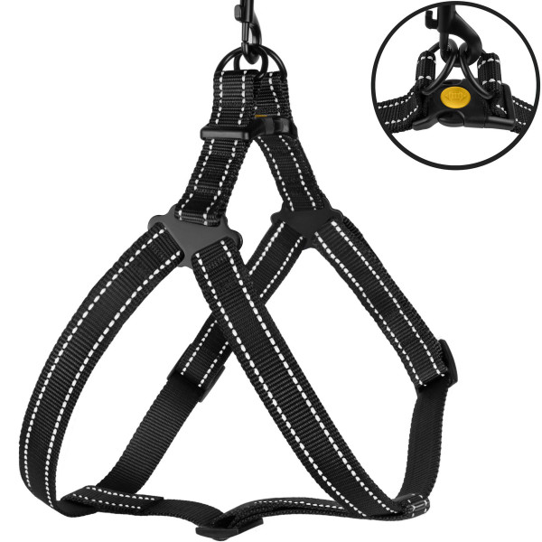 Шлея для Собак BronzeDog Active Нейлонова зі Світловідбиттям Чорна