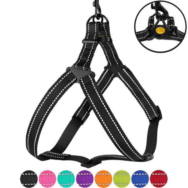 Шлея для Собак BronzeDog Active Нейлонова зі Світловідбиттям Чорна