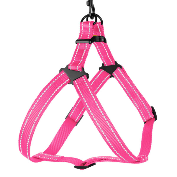 Шлея для Собак BronzeDog Active Нейлонова зі Світловідбиттям Рожева