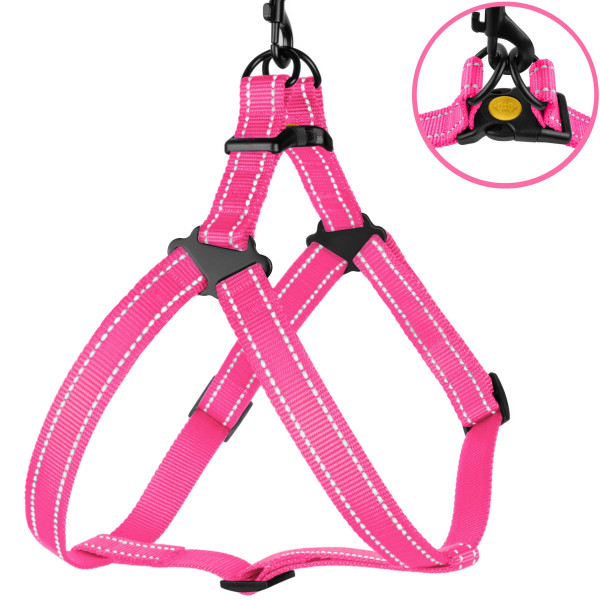 Шлея для Собак BronzeDog Active Нейлонова зі Світловідбиттям Рожева