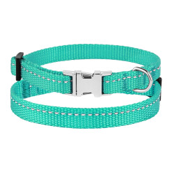 Нашийник для Собак Дрібних Порід BronzeDog Active Нейлоновий зі Світловідбиттям та Металевою Пряжкою Ментоловий