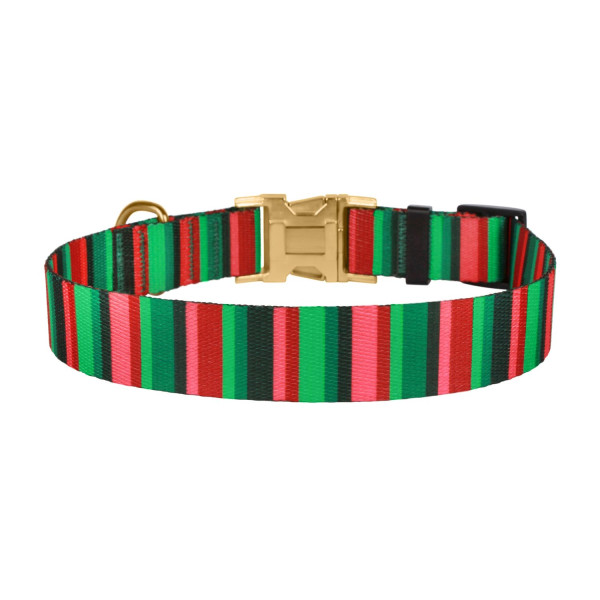 Нашийник для Собак BronzeDog Urban Полоска Нейлоновий з Металевою Пряжкою Червоно-Зелений