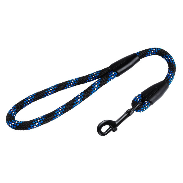 Короткий Повідець для Собак Bronzedog Active з Альпіністського Шнура Світловідбиваючий Чорно-Блакитний