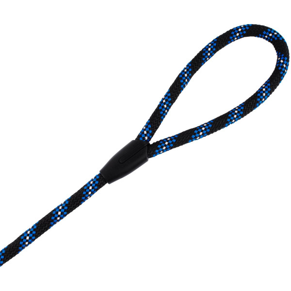 Короткий Повідець для Собак Bronzedog Active з Альпіністського Шнура Світловідбиваючий Чорно-Блакитний