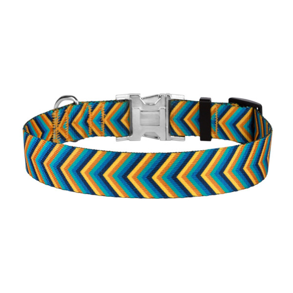 Нашийник для Собак BronzeDog Urban Стрілка Нейлоновий с Металевою Пряжкою Жовто-Синій