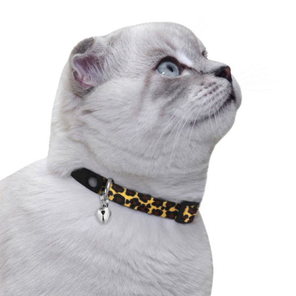 Нашийник для Котів BronzeDog Urban Леопард Нейлоновий з Пластиковою Пряжкою та Дзвіночком Класичний