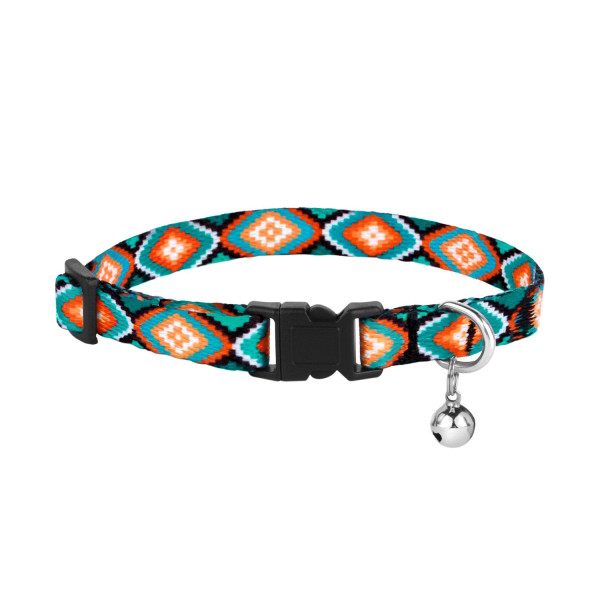 Нашийник для Котів BronzeDog Urban Нейлоновий з Пластиковою Пряжкою та Дзвіночком Ромби