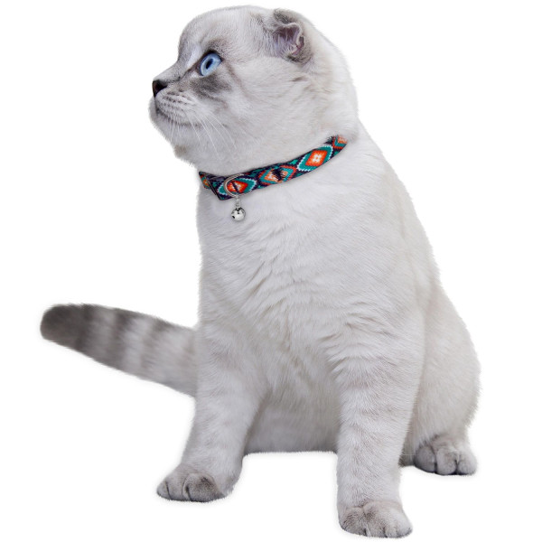 Нашийник для Котів BronzeDog Urban Нейлоновий з Пластиковою Пряжкою та Дзвіночком Ромби