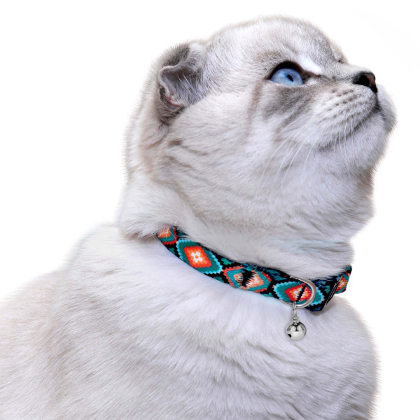 Нашийник для Котів BronzeDog Urban Нейлоновий з Пластиковою Пряжкою та Дзвіночком Ромби