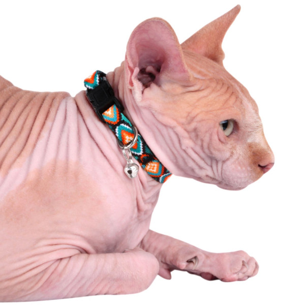 Нашийник для Котів BronzeDog Urban Нейлоновий з Пластиковою Пряжкою та Дзвіночком Ромби