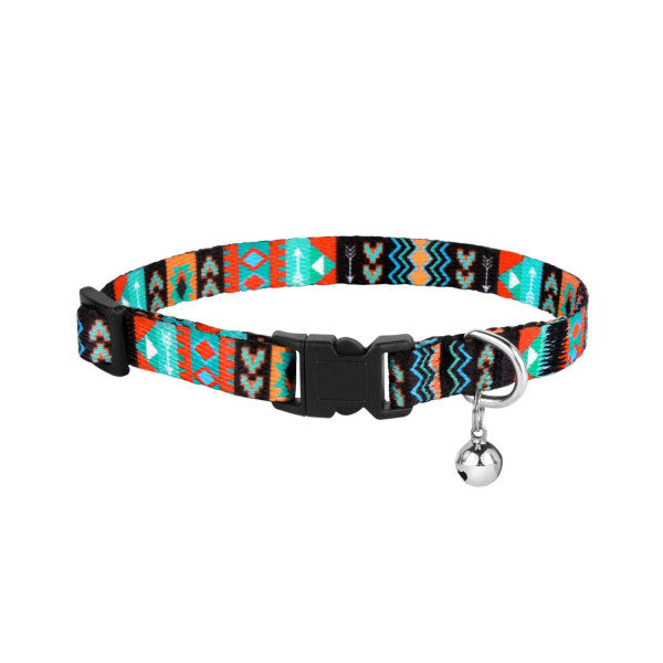 Нашийник для Котів BronzeDog Urban Нейлоновий з Пластиковою Пряжкою та Дзвіночком Ацтеки