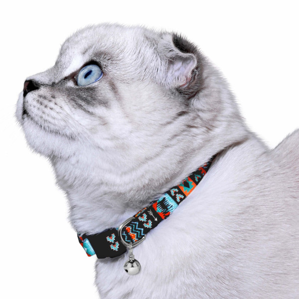 Нашийник для Котів BronzeDog Urban Нейлоновий з Пластиковою Пряжкою та Дзвіночком Ацтеки