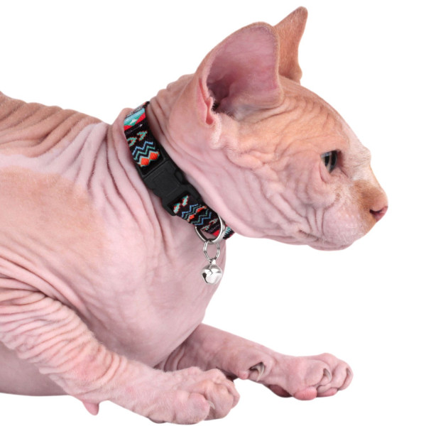 Нашийник для Котів BronzeDog Urban Нейлоновий з Пластиковою Пряжкою та Дзвіночком Ацтеки