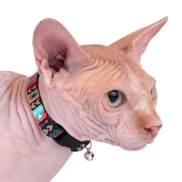 Нашийник для Котів BronzeDog Urban Нейлоновий з Пластиковою Пряжкою та Дзвіночком Ацтеки