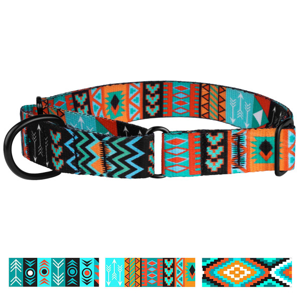 Нашийник для Собак Мартінґейл BronzeDog Urban Нейлоновий з Металевою Фурнітурою Ацтеки