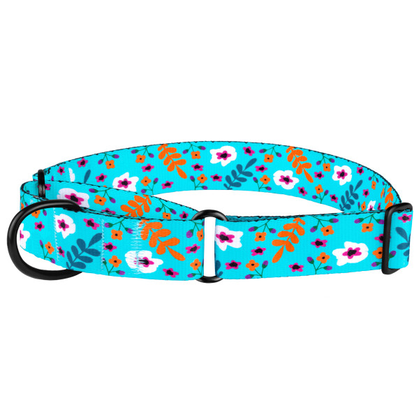 Нашийник для Собак Мартінґейл BronzeDog Urban Квіти Нейлоновий з Металевою Фурнітурою Ментол