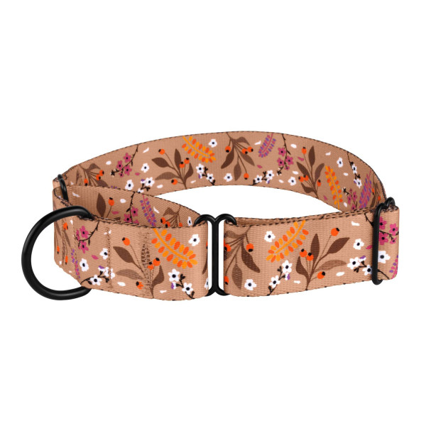Нашийник для Собак Мартінґейл BronzeDog Urban Квіти Нейлоновий з Металевою Фурнітурою Бежевий