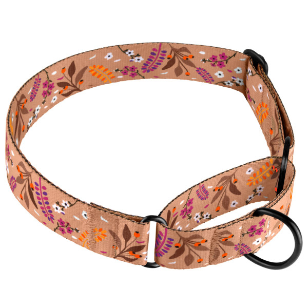 Нашийник для Собак Мартінґейл BronzeDog Urban Квіти Нейлоновий з Металевою Фурнітурою Бежевий
