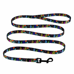 Повідець для Собак BronzeDog Urban Квіти Нейлоновий Чорний