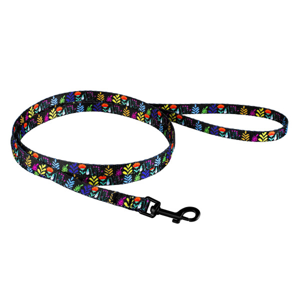 Повідець для Собак BronzeDog Urban Квіти Нейлоновий Чорний