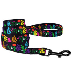 Повідець для Собак BronzeDog Urban Квіти Нейлоновий Чорний