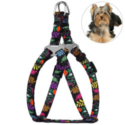 Шлея для Собак Дрібних Порід BronzeDog Urban Квіти Чорна