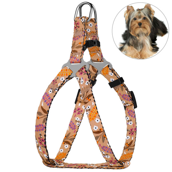 Шлея для Собак Дрібних Порід BronzeDog Urban Квіти Бежева