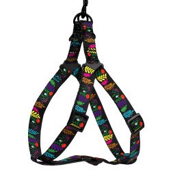 Шлея для Собак BronzeDog Urban Квіти Нейлонова Чорна